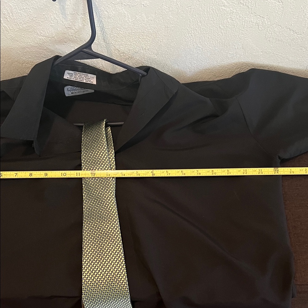 ( 0400) Men Joseph & Feiss International Black Shirt W/Green Tie Steve & Barry’s - Picture 4 of 10